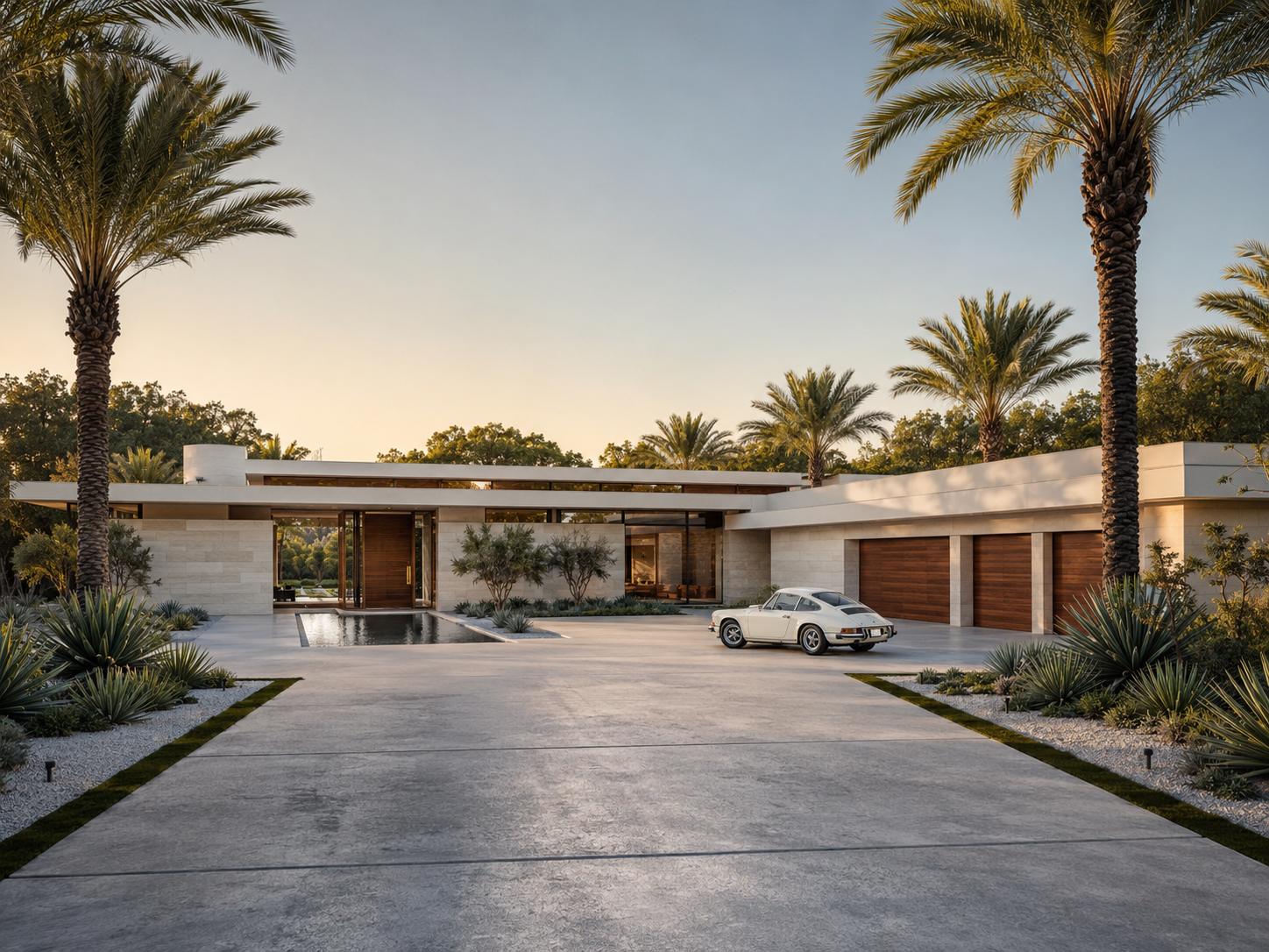 Hero exterior, golden hour