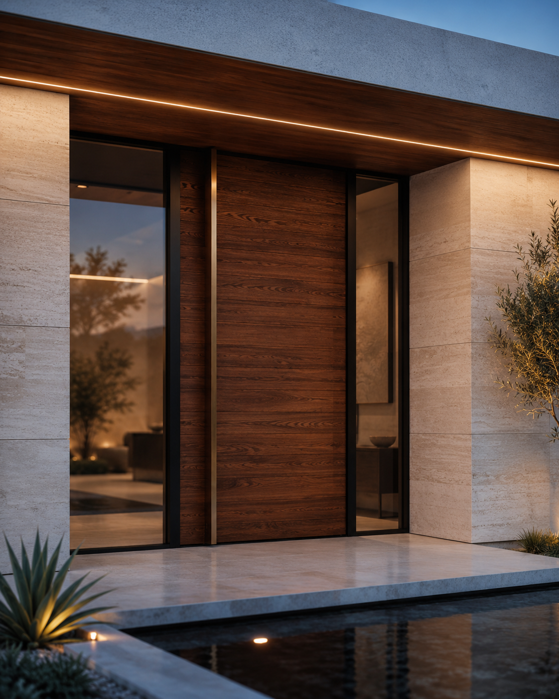 Front entry pivot door