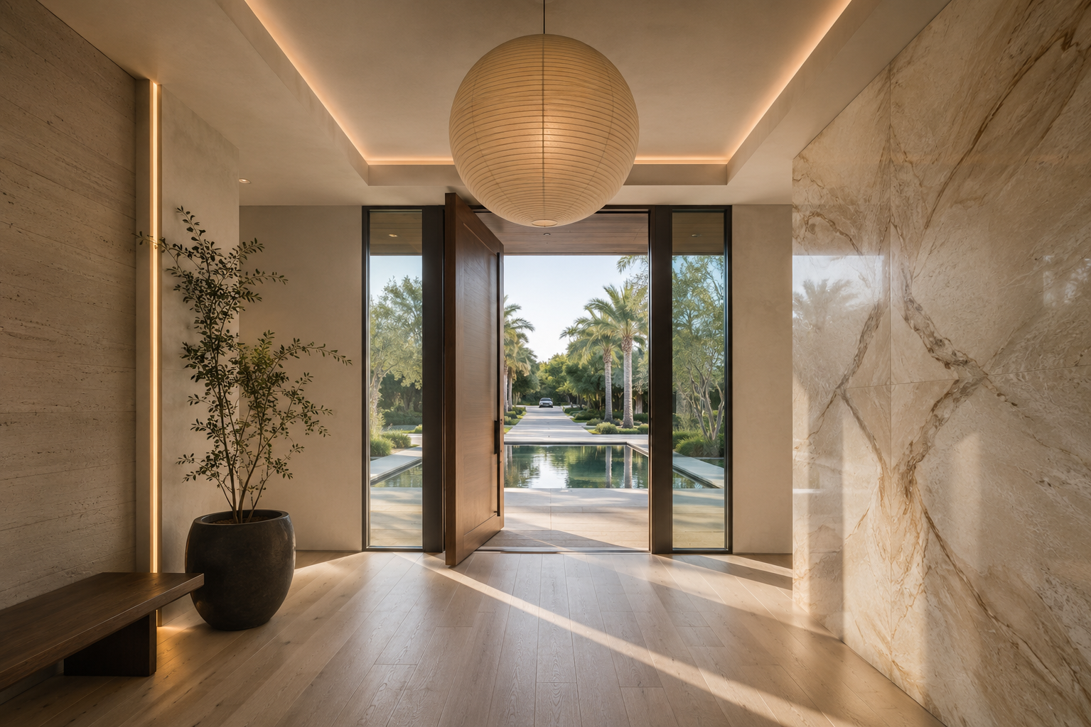 Foyer with reflecting pool